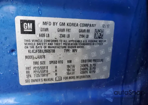 2018 Buick Encore Preferred Ii from USA, damaged, VIN KL4CJFSBXJB606708